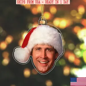 Clark Griswold Christmas acrylic/wood Ornament, Funny Chevy Chase Ornament, National Lampoon’s Vacation Decor, 80s Movie Holiday Gift 2025