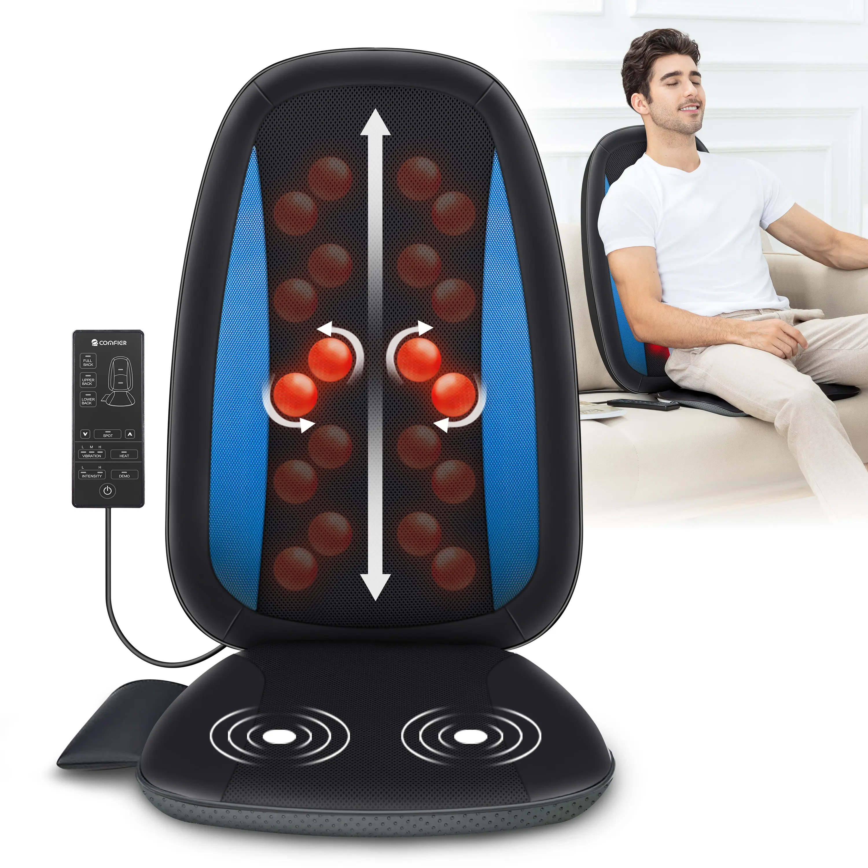 COMFIER Shiatsu Back Massager with Heat,Deep Tissue Kneading Massage Seat Cushion,Massage Chair Pad for Full Back,Body Massager for Home or Office Chair use, 【2026】 Gift for Men,Women