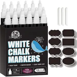 White Liquid Chalk Markers, 12 Pack Chalkboard Markers, Chalk Pens for  Windows, Signs, Blackboard, Glass Painting, Erasable 6mm Reversible Chisel &  Tip