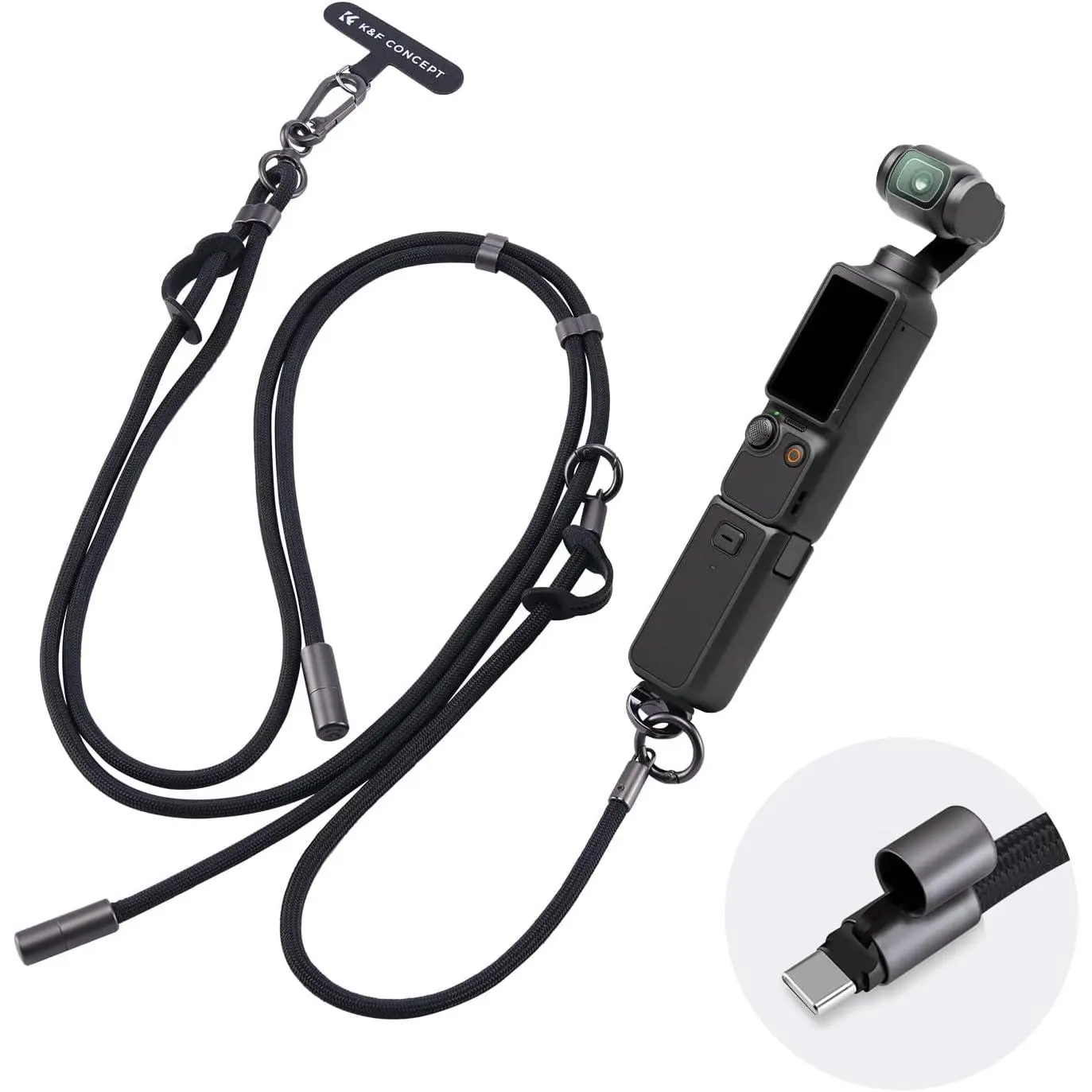 K&F Concept Camera Lanyard - Essential Selfie Accessories for DJI Osmo Pocket 3/XTRA, Digital Camera, Cellphone & Content Creator Electronics (Black)