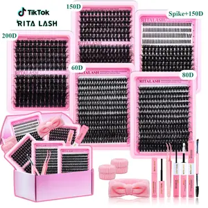 RITALASH 1060PCS Mixed Length Individual False Eyelashes Kit, High Quality Eyelashes, DIY Eyelash Extensions, Natural-Looking Eyelash Extensions with Accessories, Self-Grafting Curling Lashes for Women, Makeup Products