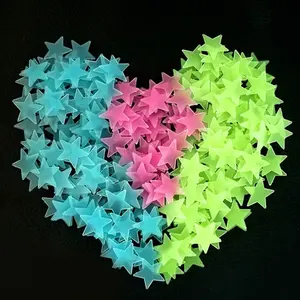 100pcs Colorful Glow-In-The-Dark Stickers, Fluorescent Star Wall Decals, Glow In The Dark Stars For Ceiling, Luminous Wall Sticker, Decorative Wall Sticker, Home Art Decor, Ceiling & Wall Decoration, Bedroom Room Decor