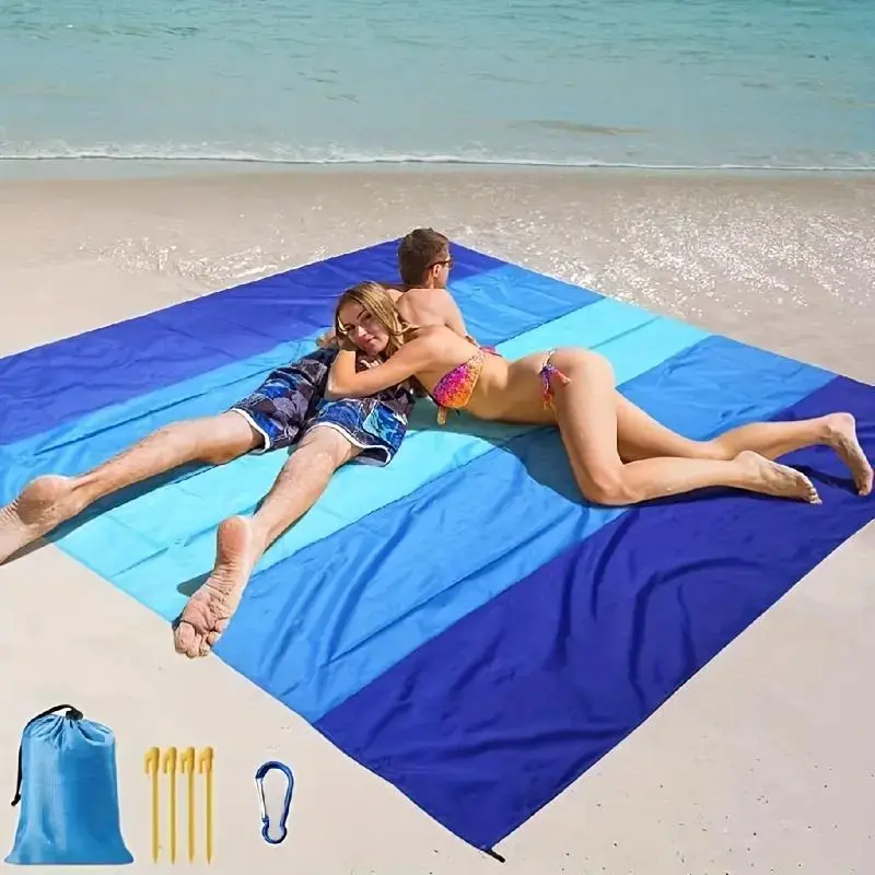 People Large Sandproof Beach Mat, Foldable Lightweight Outdoor Blanket, Multi-Use Mat for Picnic, Camping and Beach Vacation, Camping Equipment, Camping Supplies, Camping Gear