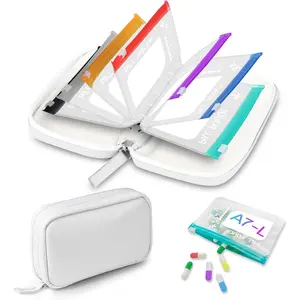 A7-L Water-Proof Pill Pouch Set, Large Pill Organizer, BPA Free, A7-L Pill Loose-Leaf Storage with Color-Coded Medicine Pouches, Reusable Travel Medicine Organizer, Zippered Pill Organizers Weekly