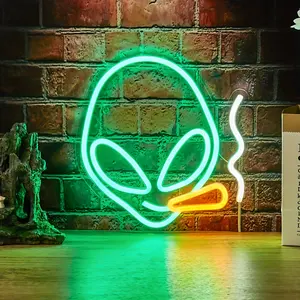 Alien Neon Light for Halloween Decoration, USB Powered Alien Shaped LED Lamp Decorative Lighting for Game Room Bedroom Bar Garage Cafe Decor, No Power Plug Included