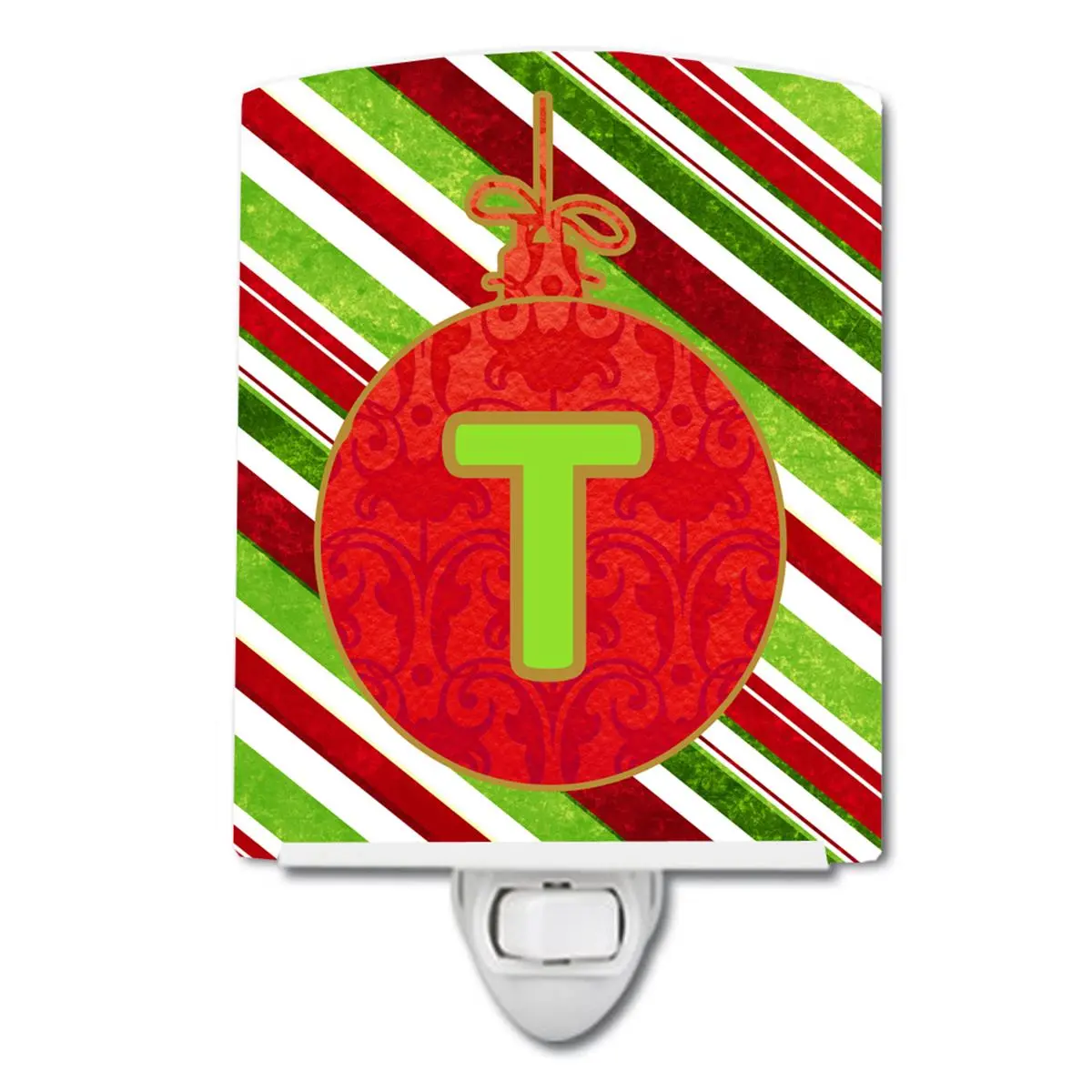 Carolines Treasures CJ1039-TCNL Christmas Oranment Holiday Initial Letter T Ceramic Night Light