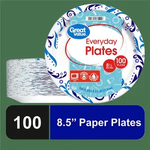 100 PCS 8.5'' Everyday Use Paper Plates – Strong, Simple & Disposable