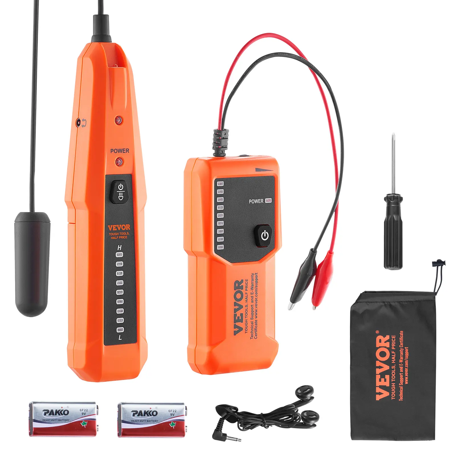 【summerfinds】VEVOR Portable Underground Cable Locator Tool Kit, 3 FT Max Detection Depth, 1000 FT Max Detection Length, Wire Tracer Break Detector with 3.5 mm Wired Headphone, Screwdriver & Carrying Bag for Pet Fence