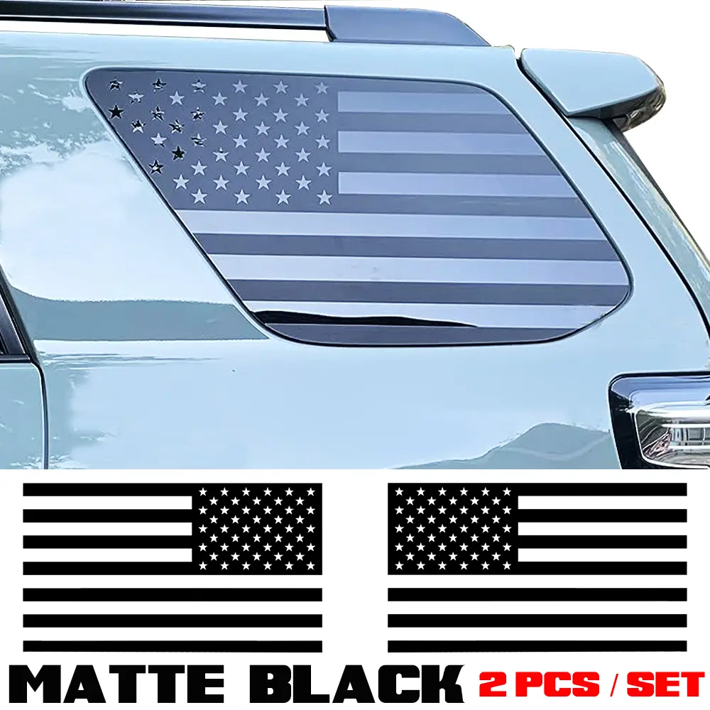 2-Pcs American Flag Decal Car Stickers, Water-Resistant Washable Car Washing Compatible Vinyl, Trim-To-Fit Long-Wearing Exterior Rear Side Accessories for Toyota 4Runner 4th-5th Gen
