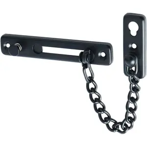Chain Door Guard Lock,Door Chain Locks with Safety Spring Anti- Press Latch for Inside and Extra Front Door, Matte Black(1 Pack)