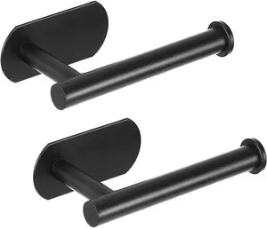 2 PCS Wall Mounted Toilet Paper Holder Stainless Steel No Drill Self-Adhesive for Bathroom Washroom Kitchen Space-Saving Design