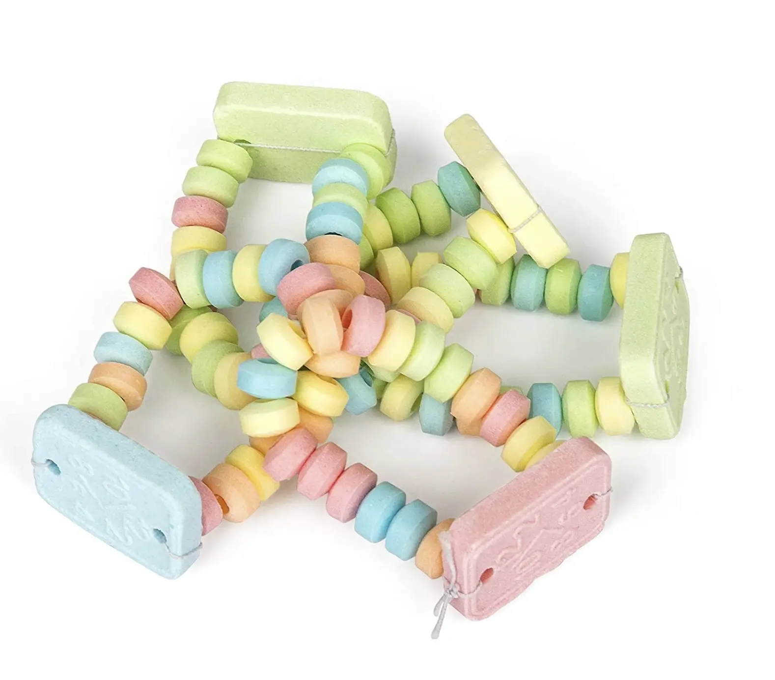 Candy Watch Edible Bracelet Treat 4-Pack Stretchy Candy Beads with Fun Watch Face Centerpiece for Party Favors & Snack Bonbon Snack Sweet