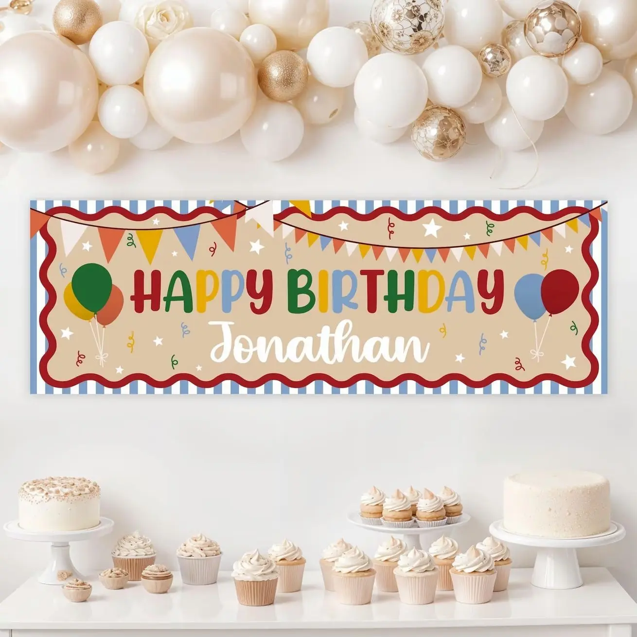 Happy Birthday Banner, Custom Party Sign, Birthday Party Decor for Boys