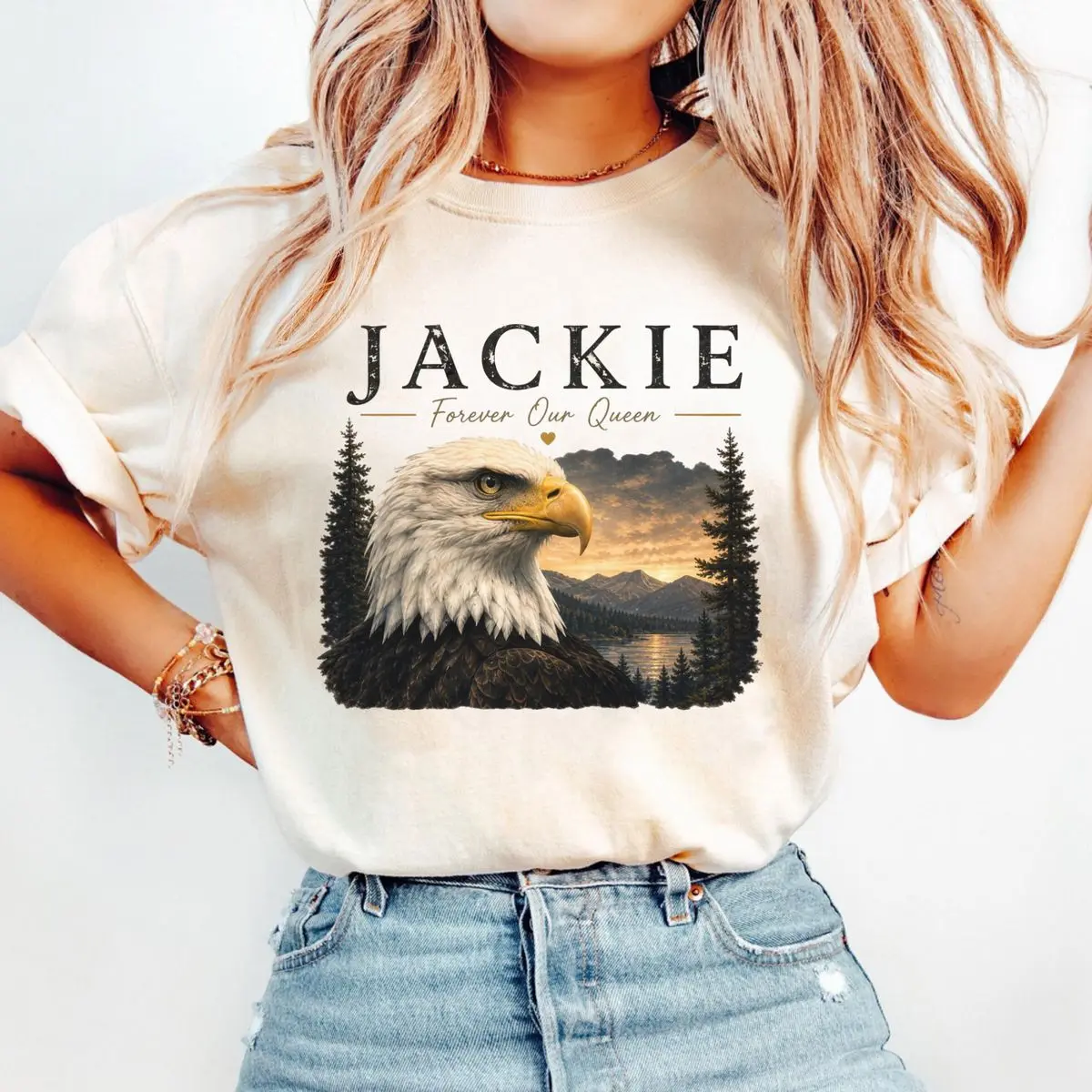 Comfort Colors Jackie Forever Our Queen Shirt, Big Bear Bald Eagle Tribute Tee, Jackie Memorial Graphic T Shirt, Eagle Wildlife Remembrance Outfit , Unisex Garment-Dyed Tee, Classic Streetwear