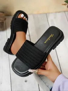 Women's new fashion wide-fit flat sandals, open-toe casual comfortable versatile shoes, suitable for women with wide feet, comfortable and stylish thick-soled summer slippers, a must-have for everyday casual wear, Rubber