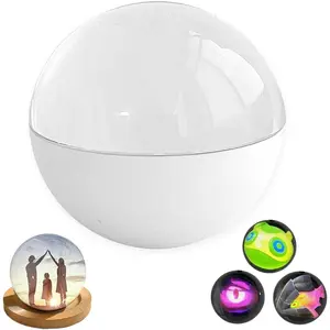 Crystal Ball Video Player (White) – 2.7” Digital Display Sphere | Upload Custom Videos/Photos, Light-Up Personalized Gift for Anniversaries/Birthdays/Weddings
