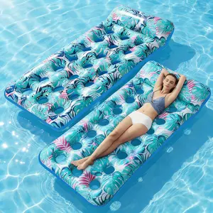 1Pack Inflatable Pool Float Mat, Giant Pool Floats Adult Size with Headrest, Lake Float Raft Water Lounger, Multi-Purpose Swimming Pool Floats for Pool Party,Summer Outdoor Lake River Beach Pool Party