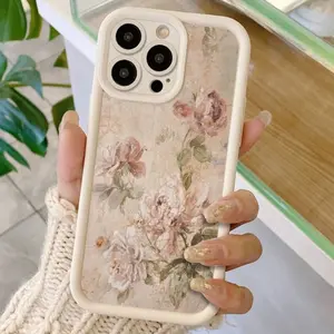 Case for iPhone 17 16 Pro Max 15 Plus 14 13 12 11  Air XS XR Retro Personalized Flower Design Pattern Anti-Scratch Shockproof Soft Silicone Protective Cover.