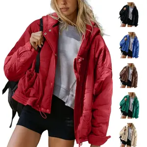 UANEO Women's Oversized Quilted Puffer Jacket Hooded Long Sleeve Lightweight Warm Coat With Pockets