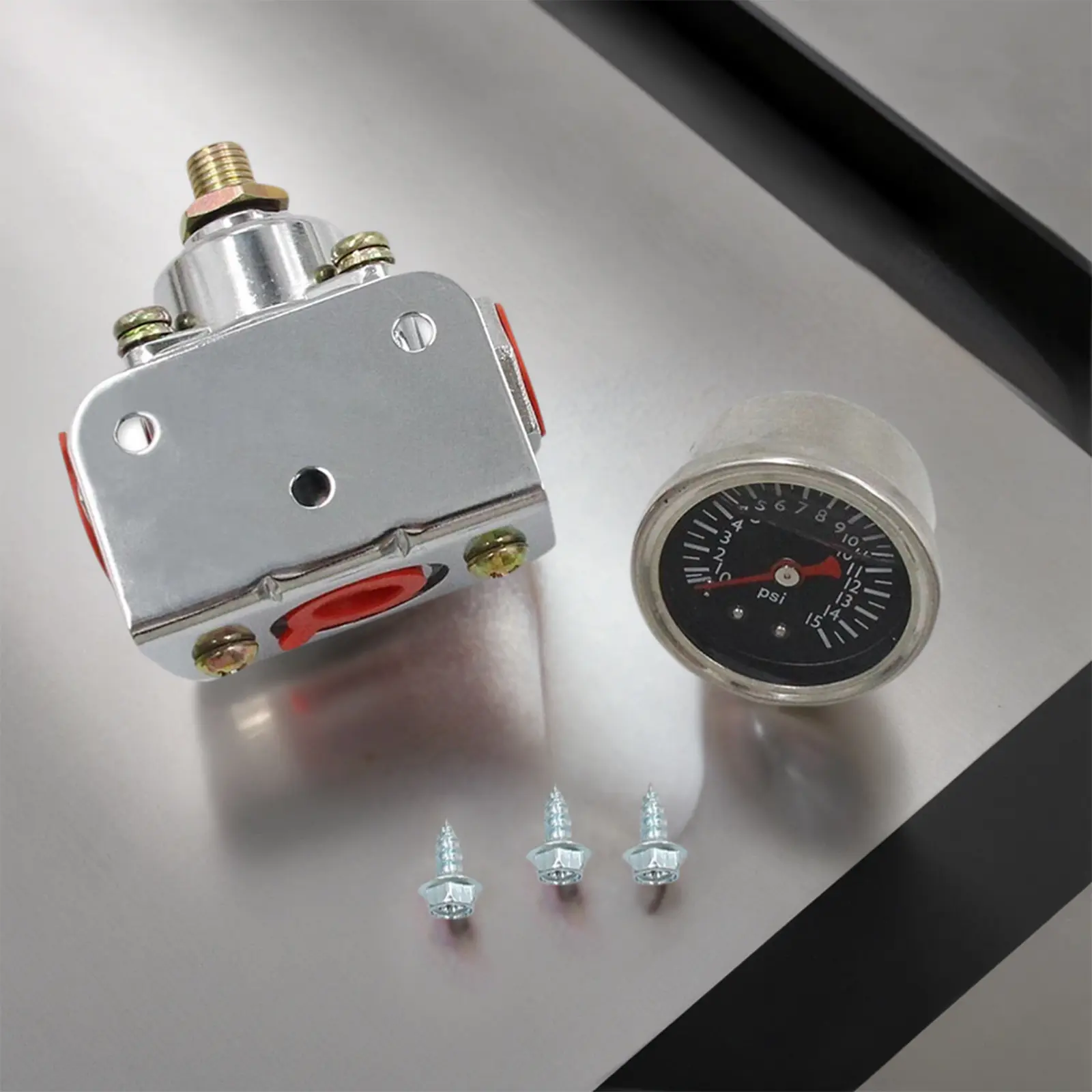Adjustable Fuel Pressure Regulator Kit with Gauge Carburetor Fuel Pressure Regulator Zinc Alloy Replacement for Carburetor Carb 1-4 PSI 12-804