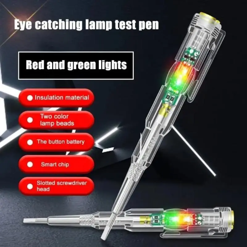 Test Pen Color Double Light Sensor Beep Alarm Electrician Test Broken Zero Fire Wire Detection Pen High Bright Electrician Pen Voltage Tester Screwdriver Circuit Detector Tool