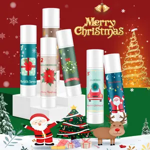 ROZINO 6 PCS Christmas Lipstick Gift Set with Mineral Oil Beeswax Palmitate Moisturizing Balm for Dry Lips Winter Oil Protection Relieve Lip Thirst Translucent Shine Holiday Love Collection