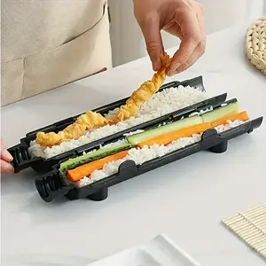 Complete Sushi Making Kit - Tool & Gadget Sets for Sushi Lovers - Includes Striped Sushi Mold, Sushi Rocket Launcher, Bamboo Sushi Mat, and DIY Sushi Making Machine for Vegetable Meat Roll and Kitchen Supplies
