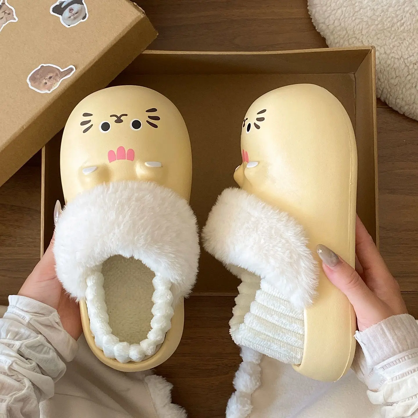 Versatile printing warm outer wear cotton shoes winter EVA waterproof soft bottom home cotton slippers women