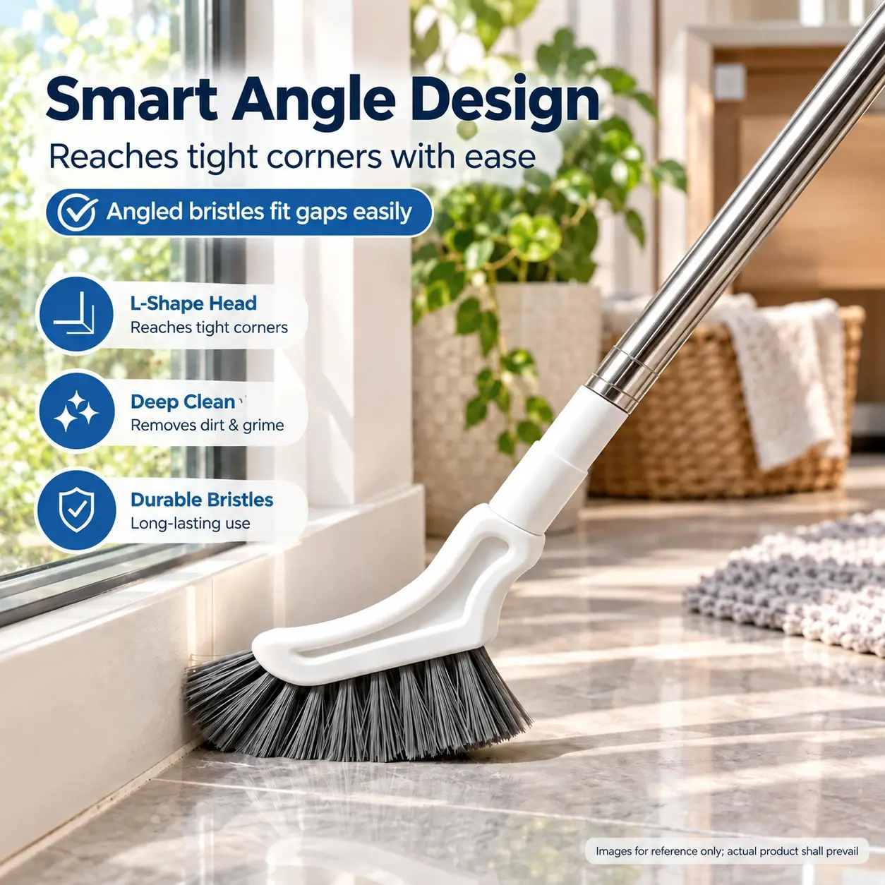 Adjustable Length Stainless Steel Telescopic Long-Handle Crevice Cleaning Brush, Narrow Gap Bathroom Cleaning Supply for Hard-to-Reach Spaces, Home Goods Hand Tool