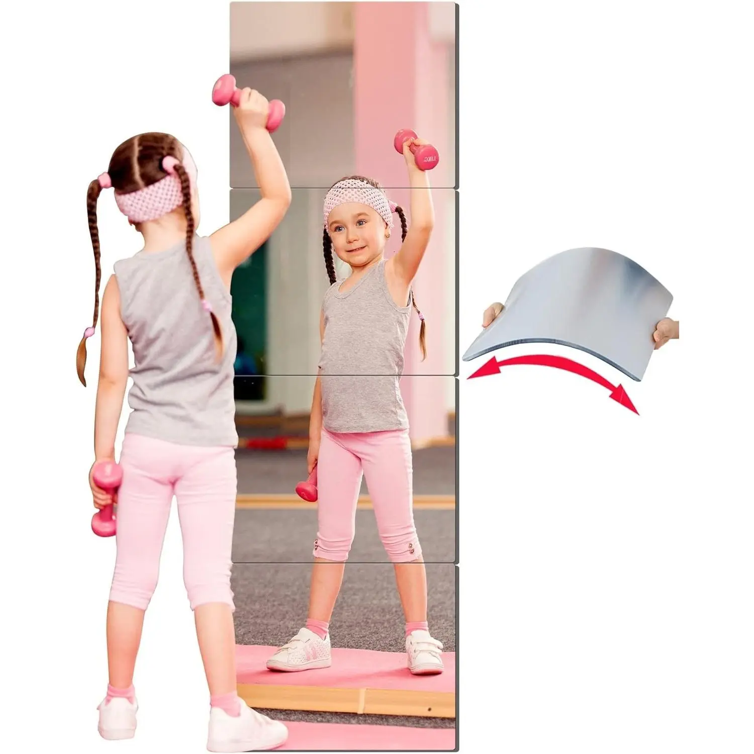 Unbreakable Full Length Wall Mirror, 4 count 10"x10", Over The Door, Made of proof Plexiglass , Long Mirrors for Bedroom Closet, Workout for  Gym, Full  Mirror for