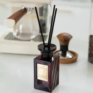 BOURBON PLUM WINE Saffron Jasmine Amber for Bathroom 5.0 fl oz Reed Diffuser Oriental Floral Exquisite Floral  House Bedroom Office Decor & Gifts Fragrance Woody