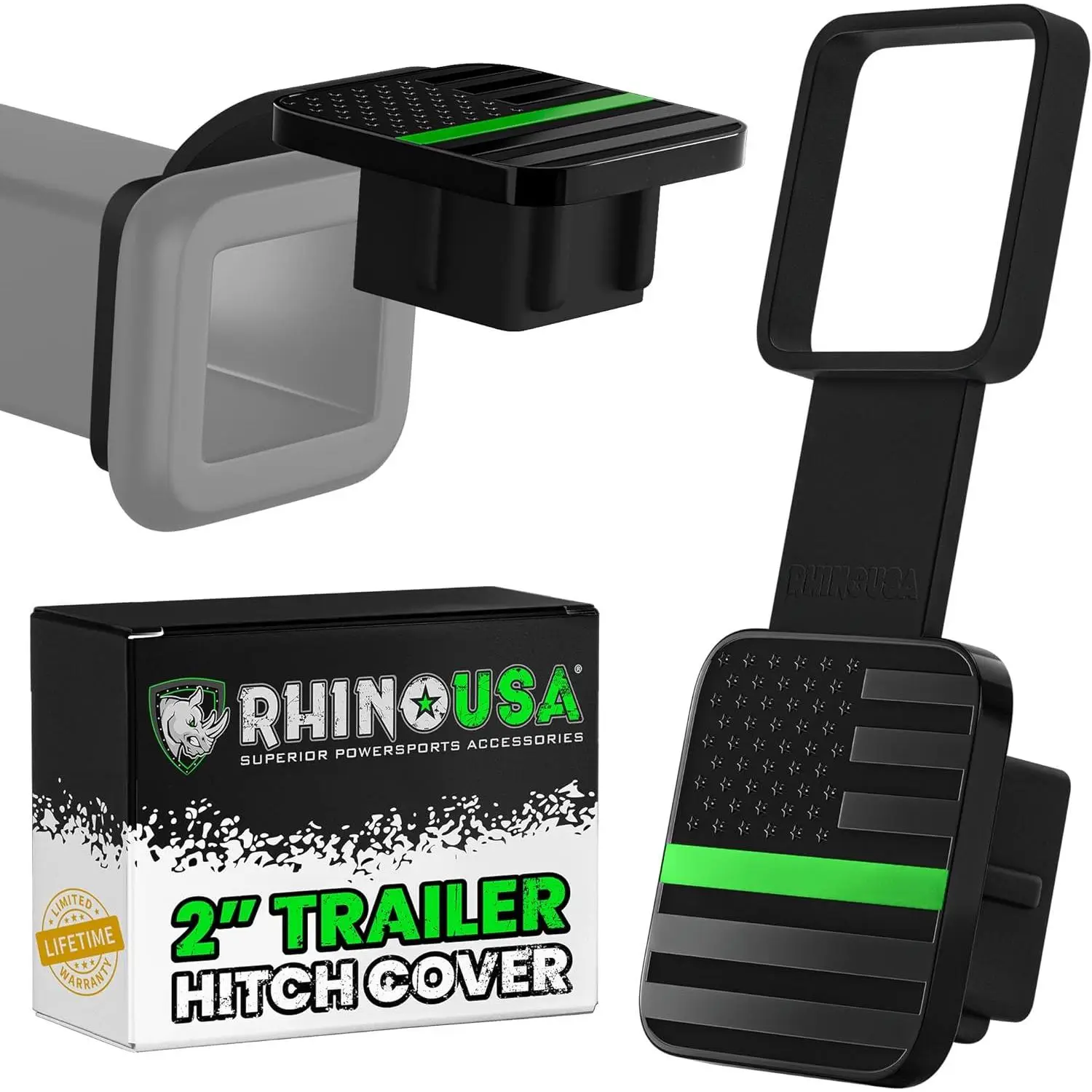 Rhino USA American Flag Trailer Hitch Cover for 2 Inch Receivers - Protects Tow Hitch Covers from Dust, Water, Mud and Snow for Trucks, Jeep, Tacoma