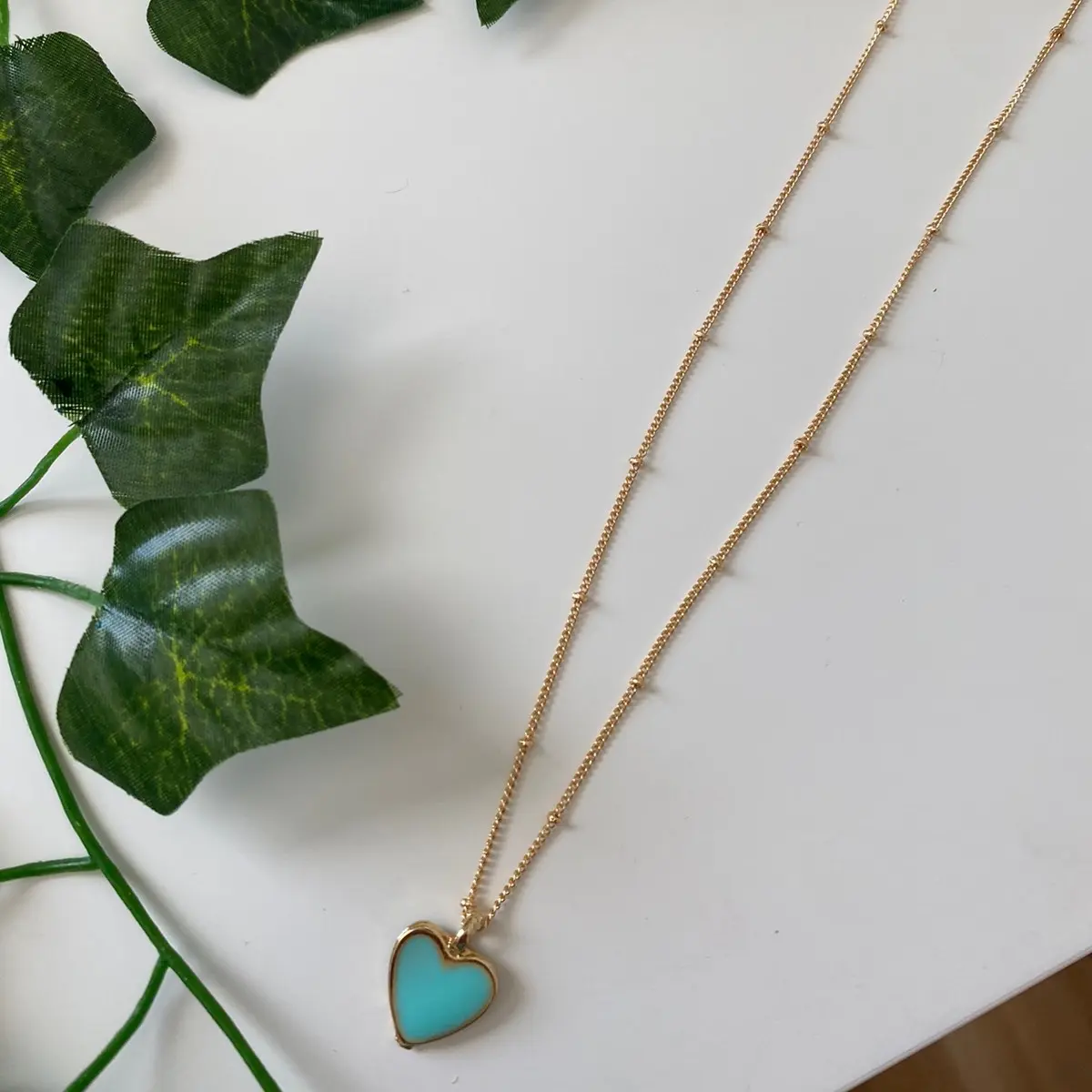 Teal Heart Necklace