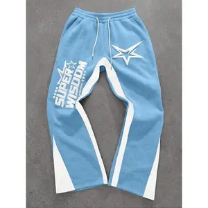 Men’s colorblock sweatpants with letter and star print, casual comfortable jogger pants for daily wear, men’s trousers for all seasons