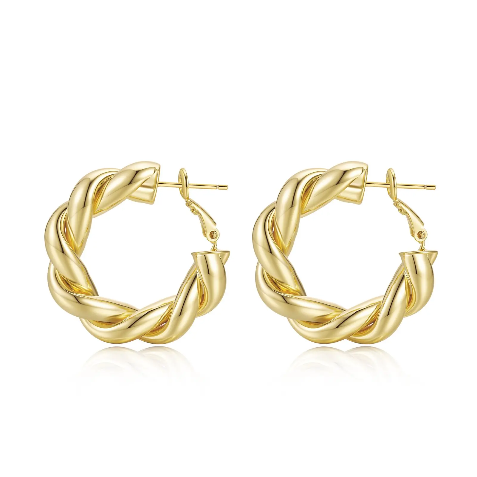 14K gold plated hoop earrings for woman. lightweight large hoop earrings,accessories