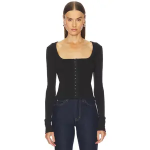 GRLFRND Hook & Eye Long Sleeve Tee in Black