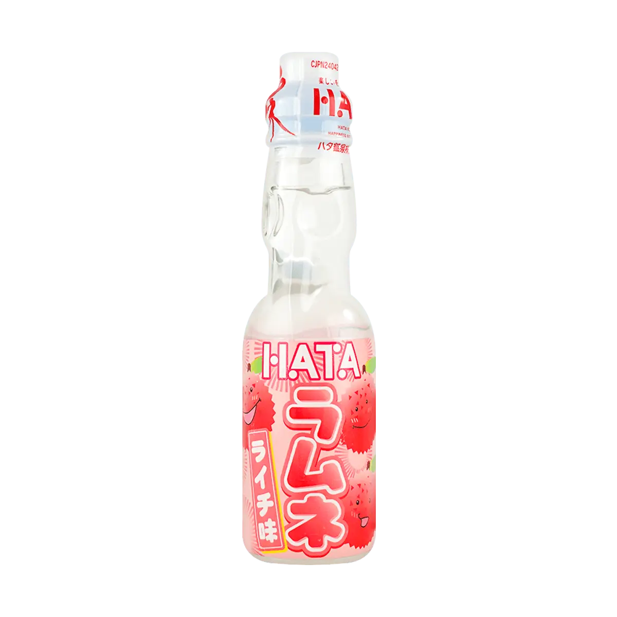 HATAKOSEN Lychee Flavor Ramune Soda - Japanese Bottled Carbonated Drink, 200ml