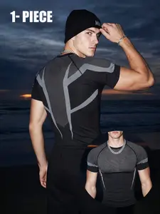 Men’s Fitness T-Shirt, Running & Training Shirt, Cool Fang Print Design, High Stretch, Muscle-Fitting Compression Shirt, Perfect for Gym, Outdoor Workouts & Daily Wear, 2026 New