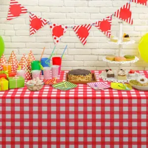 4 Packs Disposable Table Cloth,54×108”/54×72” Plastic Tablecloth, Rectangle Checkered TableCover for Picnic, Birthday, Party