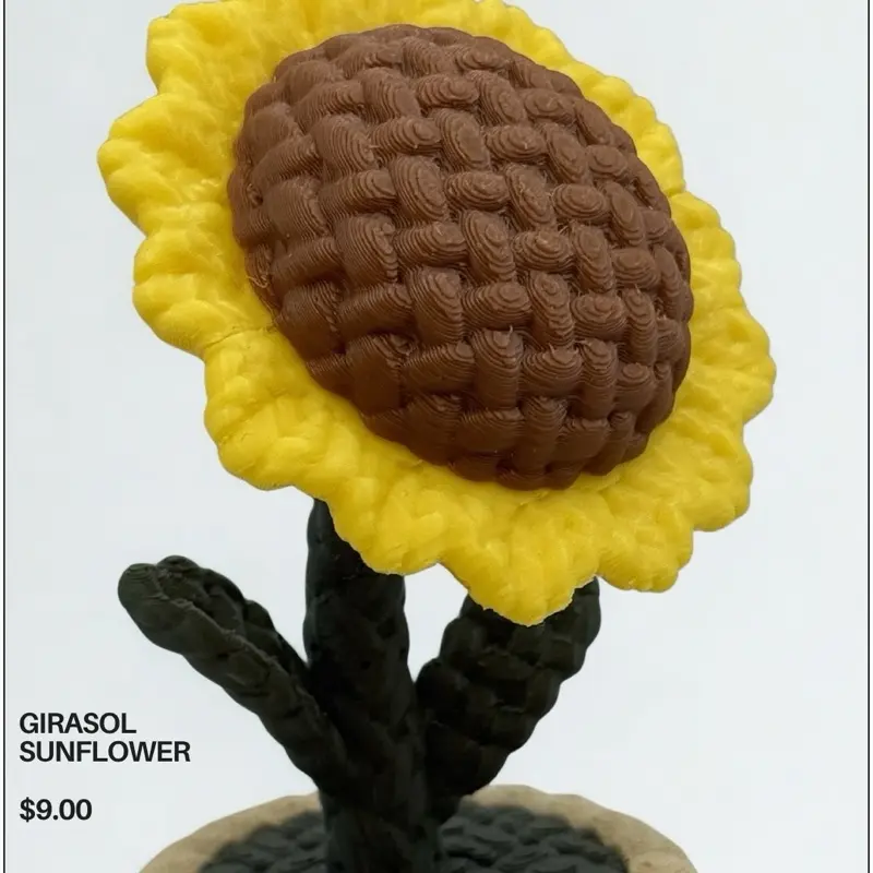 3D Printed Sunflower - $9.00, Yellow and Brown Design, Unique Decorative Piece