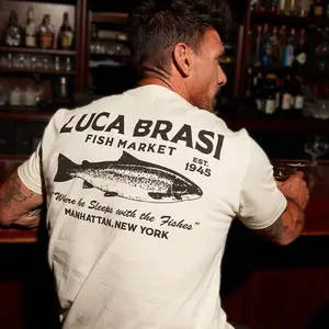 Contenders Men's The Godfather Luca Brasi Fish Market Soft Cotton Jersey Funny Graphic Tshirt - Casual Short-Sleeve Round Neck Menswear Shirt Set, Casual Shirts