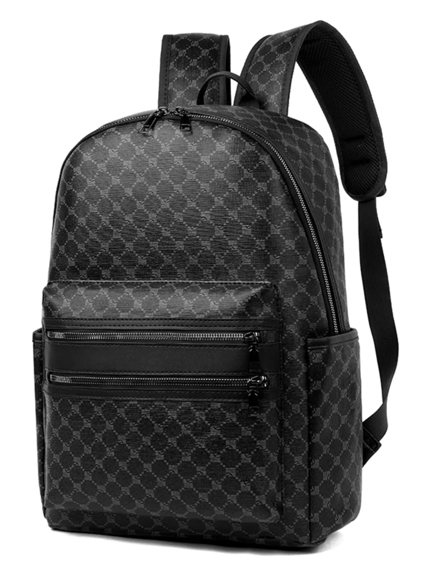 Large Capacity Men's Student Backpack PU Leather, Fashionable Business 15 Inch Laptop Bag, Casual All-Season Travel Backpack