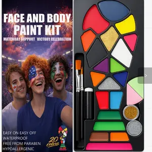 2026 New World Cup Oil-Based Body Paint Face Powder Halloween Christmas Party Stage Makeup Set + Templates, Single Item