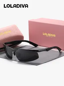 LOLADIVA 1 Piece Unisex Urban Style Rectangular Frame Sunglasses Cool Looking Half Frame Sunglasses UV400