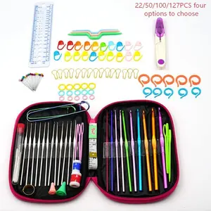 Portable Crochet Hook Set, 22/50/100/127pcs/set Crochet Hook Set with Storage Bag, DIY Handmade Knitting Tool Set for Beginners & Experienced, Crochet Gifts