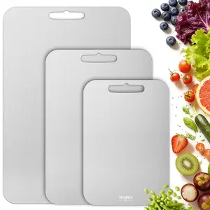 Titanium Cutting Board Set of 3,100% Pure Titanium Cutting Boards for Kitchen,Easy to clean,Dishwasher,Double Sided Non Toxic Food-Grade Chopping Boards for Meats,Fruits and Vegetables