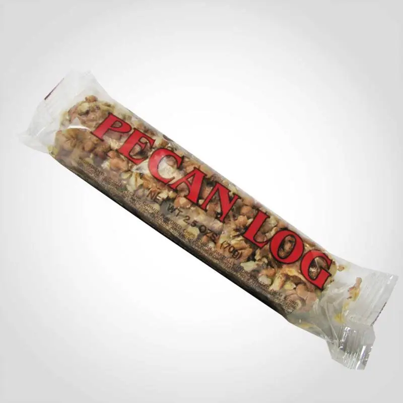 Crown Candy Pecan Log Candies - 2.5oz Individually Wrapped Snacks - Divinity Nougat Center, Caramel Coating, Pecan Topping (12 Pieces)