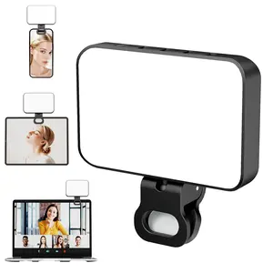 60 LED fill light, LED portable selfie light, clip-on LED light board rechargeable, 800mAh, color rendering index 97+, 3 lighting modes, suitable for mobile phones, iPhones, webcams, laptops, photo fill light