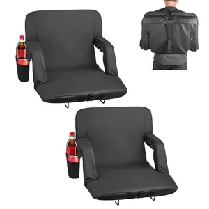 VEVOR Stadium Seat, 6 Adjustable Angle Bleacher Chair, 2.75'' Cushion Stadium Seat with Back Support and Armrest, Wide Bleacher Chair with Hook Pocket Cupholder for Picnics, Beach Sports, and Gaming