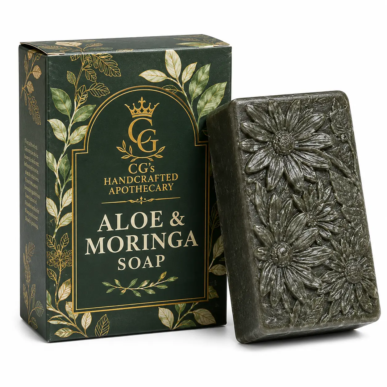 Handcrafted Aloe-Moringa Herbal Blend Natural Gentle Body Care Cleanser Soap Bar with Shea Butter, Hibiscus, Oatmeal - Vegan Bath Soap - CG's Apothecary by Esh-har